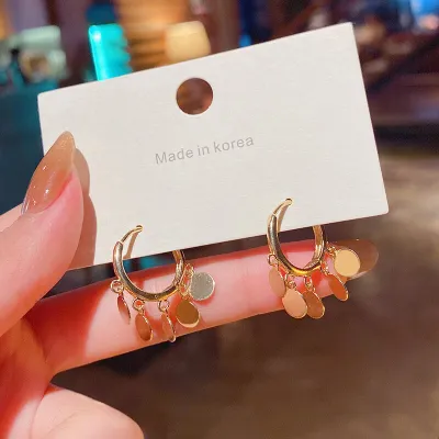 Refinement Circle Shape Sequins Dangle Earrings Alloy