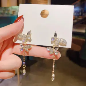 Elegant Butterfly Shape Rhinestone Dangle Earrings
