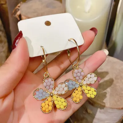 Temperament Flower Shaped Design 925 Silver Needle Earrings