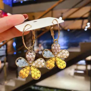Temperament Flower Shaped Design 925 Silver Needle Earrings