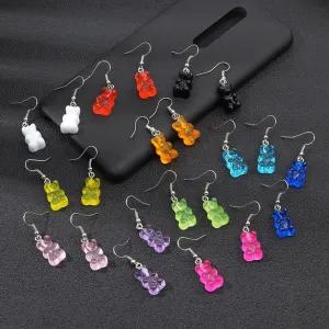 Cute Bear Shaped Design Candy Color Earrings