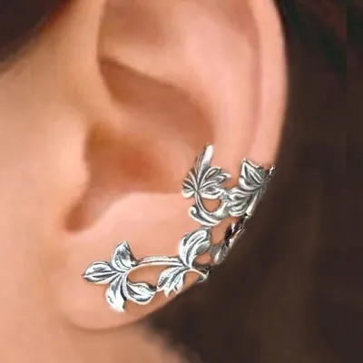 Women Retro Leaf Shaped Design Ear Clip Clip On Copper Earrings