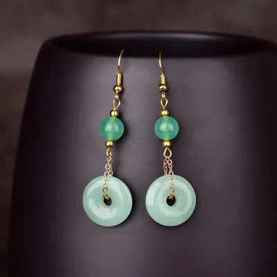 Women's Vintage Glass Round Drop Earrings