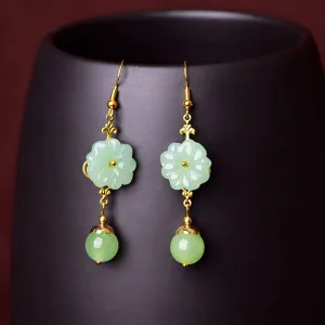Women Retro Copper Flower Shaped Design Earrings