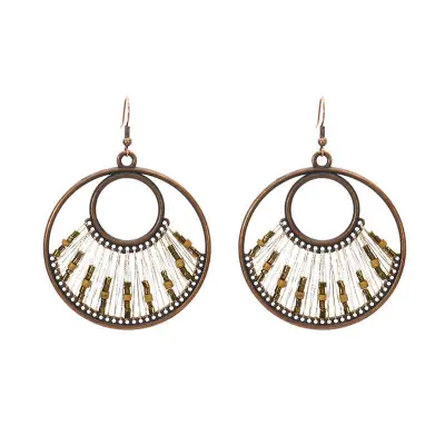 Women Bohemian Geometric Fabric Drop Earrings Jewelry
