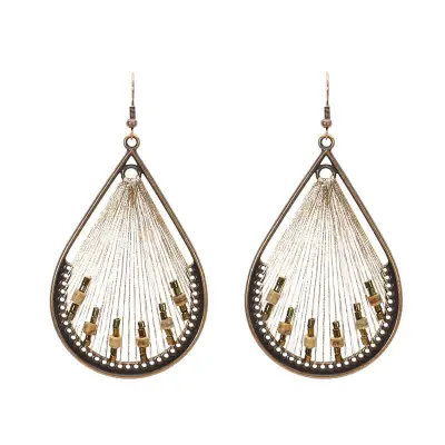 Women Bohemian Geometric Fabric Drop Earrings Jewelry