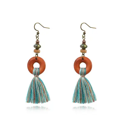 Women's Fashion Long Tassel Wood Earrings