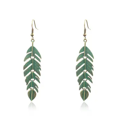 Women's Retro Leaf Shaped Design Earrings Alloy Drop Style
