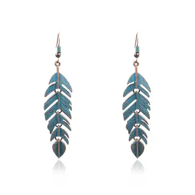 Women's Retro Leaf Shaped Design Earrings Alloy Drop Style