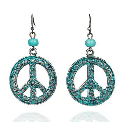 Women Retro Hollow Out Floral Alloy Earrings