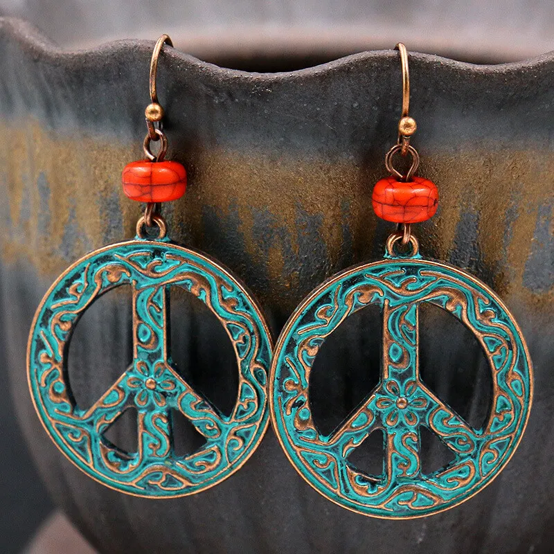 Women Retro Hollow Out Floral Alloy Earrings