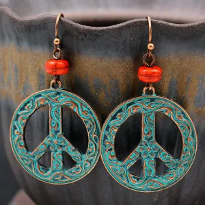 Women Retro Hollow Out Floral Alloy Earrings