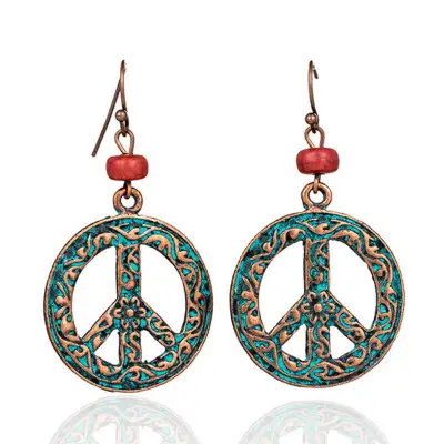 Women Retro Hollow Out Floral Alloy Earrings