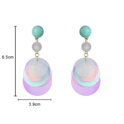 Women's Fashion Colorful Round Acrylic Earrings