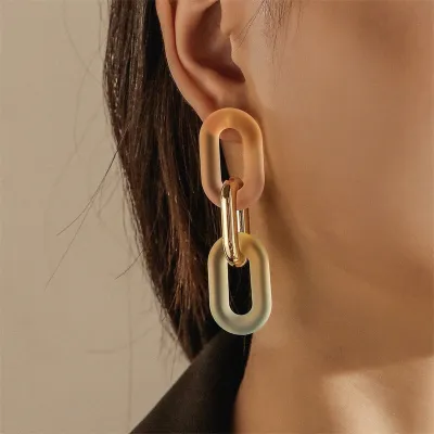Women Unique Geometric Shape Design Drop Earrings