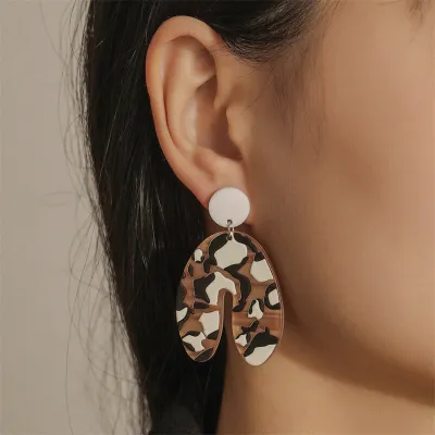 Women Unique Geometric Leopard Print Earrings