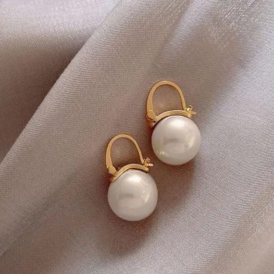 Women Retro Imitation Pearl Geometric Drop Earrings