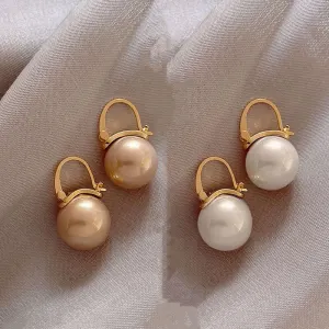 Women Retro Imitation Pearl Geometric Drop Earrings