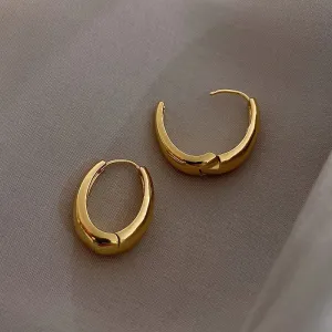 Women Retro Geometry Design U Shape Copper Earrings