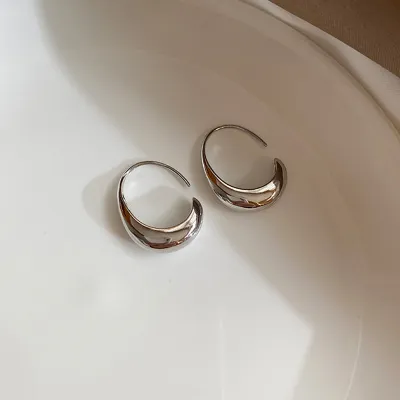 Women Minimalist Copper Crescent Shape Star Earrings