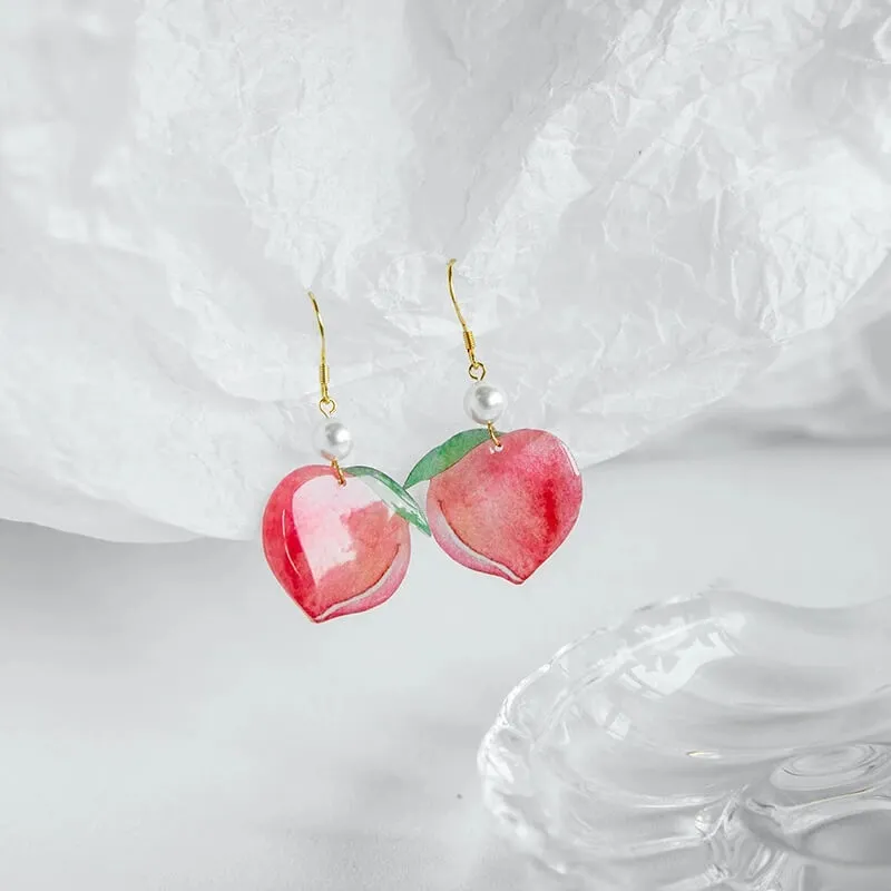Cute Peach Shaped Pearl Decorate Earrings for Women