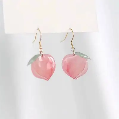 Cute Peach Shaped Pearl Decorate Earrings for Women
