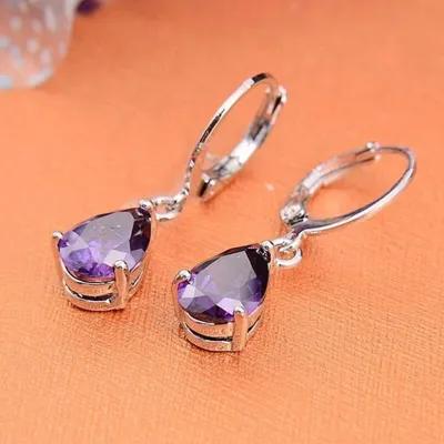 Women Fashion Water Drop Geometric Zircon Earrings