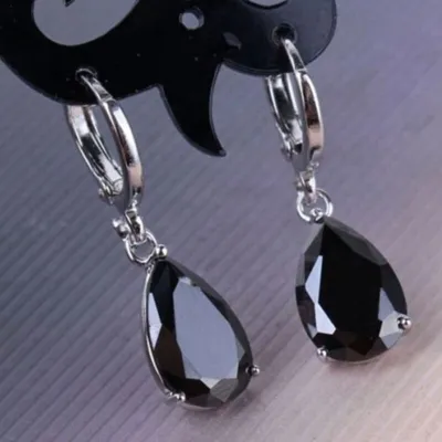 Women Fashion Water Drop Geometric Zircon Earrings