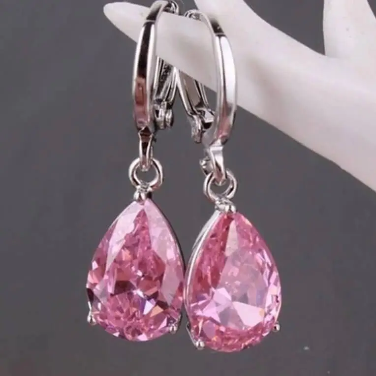Women Fashion Water Drop Geometric Zircon Earrings