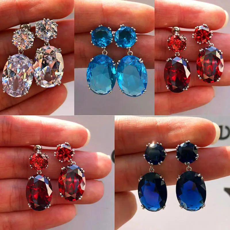 Women Geometric Temperament Zircon Decorate Earrings