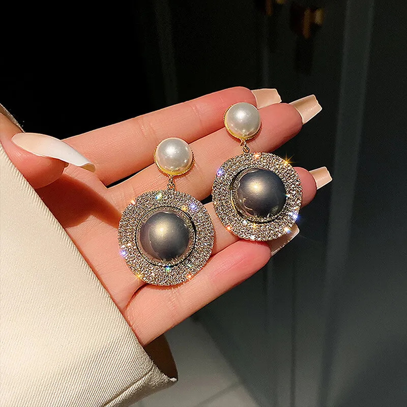Women's Fashion Rhinestone And Pearl Decorate Ear Drop