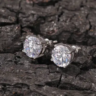 Fashion Round Zircon Decorate 925 Silver Ear Stud