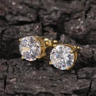 Fashion Round Zircon Decorate 925 Silver Ear Stud