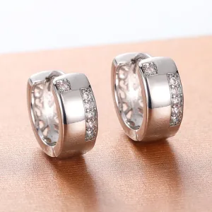 Women Fashion U Shape Zircon Decorate Earrings Simple Geometric Copper