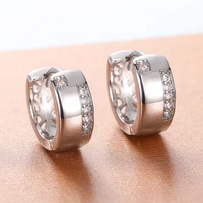 Women Fashion U Shape Zircon Decorate Earrings Simple Geometric Copper