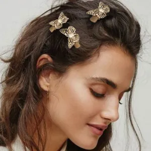 Retro Hollow Out Butterfly Decor Women Hair Clip Alloy