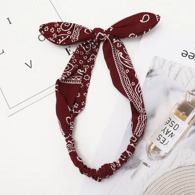 6 Colors Rabbit Ear Knotted Elastic Fabric Plaid Women's Hairband