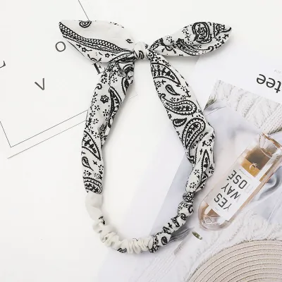 6 Colors Rabbit Ear Knotted Elastic Fabric Plaid Women's Hairband