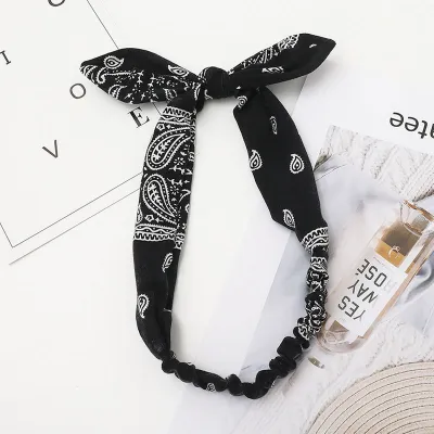 6 Colors Rabbit Ear Knotted Elastic Fabric Plaid Women's Hairband
