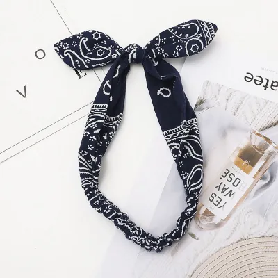 6 Colors Rabbit Ear Knotted Elastic Fabric Plaid Women's Hairband