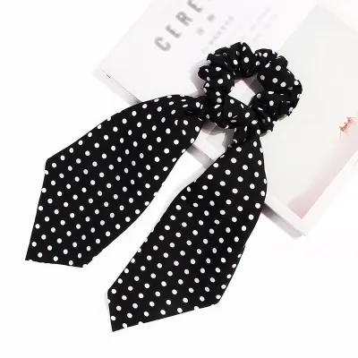 Trendy Flower Chain Print Knotted Ribbon Elastic Hair Band