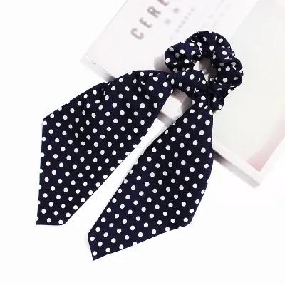 Trendy Flower Chain Print Knotted Ribbon Elastic Hair Band