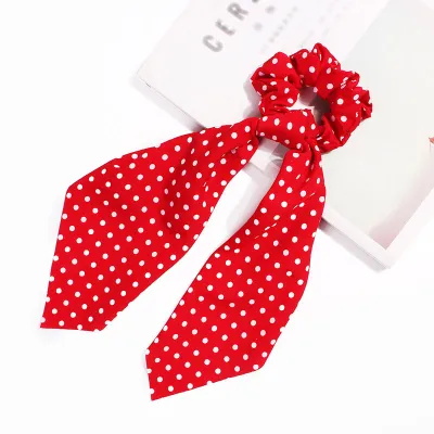 Trendy Flower Chain Print Knotted Ribbon Elastic Hair Band