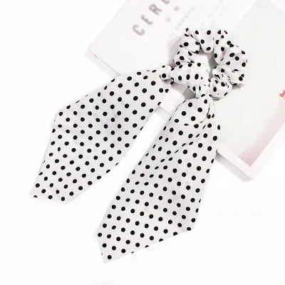 Trendy Flower Chain Print Knotted Ribbon Elastic Hair Band