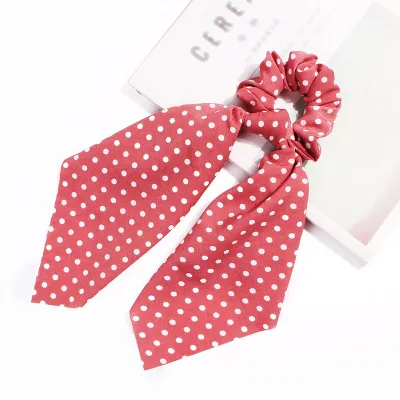 Trendy Flower Chain Print Knotted Ribbon Elastic Hair Band