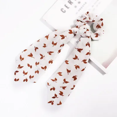 Trendy Flower Chain Print Knotted Ribbon Elastic Hair Band