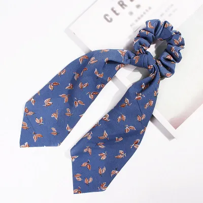 Trendy Flower Chain Print Knotted Ribbon Elastic Hair Band