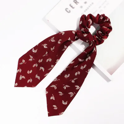 Trendy Flower Chain Print Knotted Ribbon Elastic Hair Band
