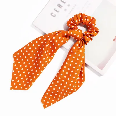 Trendy Flower Chain Print Knotted Ribbon Elastic Hair Band