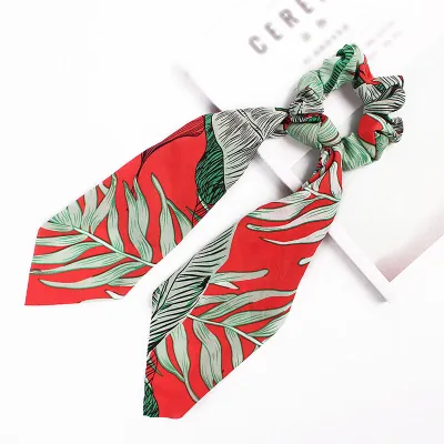 Trendy Flower Chain Print Knotted Ribbon Elastic Hair Band